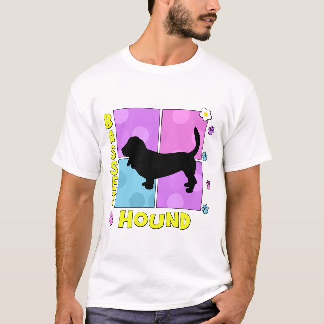 T-shirt Basset Hound Groovy (Frente)