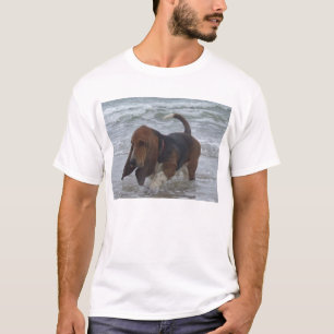 T-shirt Basset Hound no mar