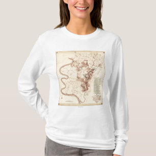 T-shirt Batalha de Antietam - mapa panorâmico 5 da guerra