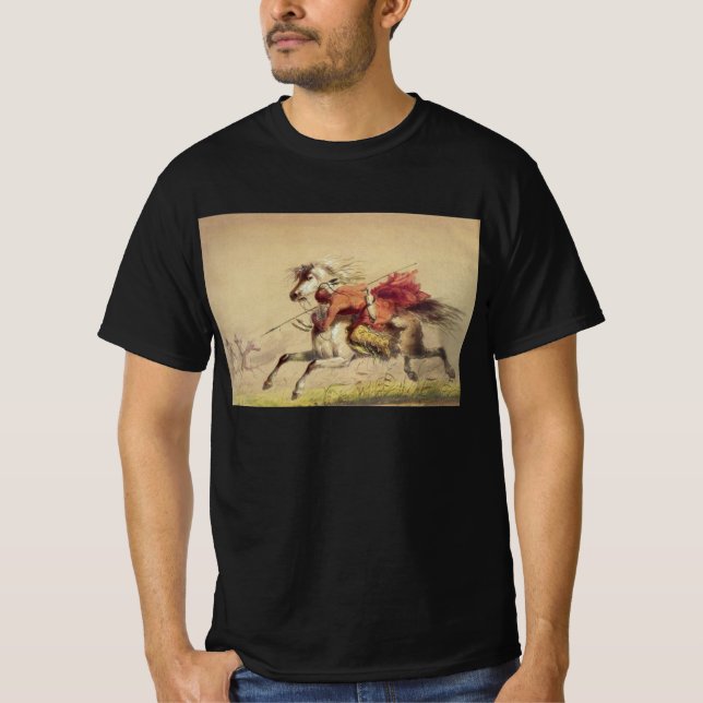 T-shirt Batalha De Blue Water Creek Por Alfred Jacob Mille (Frente)