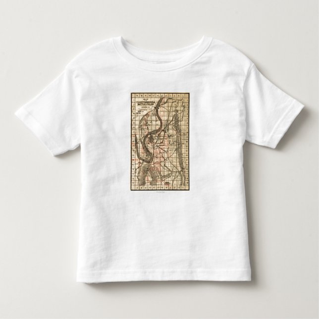 T-shirt Batalha de Chickamauga - mapa panorâmico 3 da (Frente)