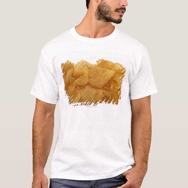 T-shirt Batatas fritas de batata no fundo branco, imagem (Frente)