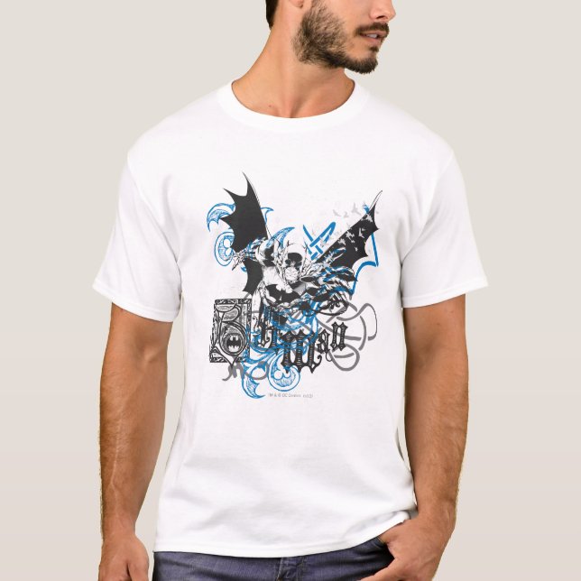 T-shirt Batman com Colagem de Knotwork (Frente)