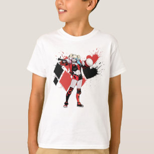 T-shirt Batman   Harley Quinn Hearts & Diamantes Splatter