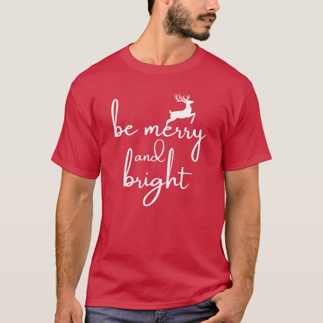 T-Shirt : be merry and bright (red) (Frente)