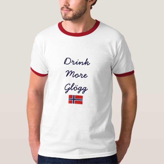 T-shirt Beba mais bandeira do norueguês de Glogg (Frente)