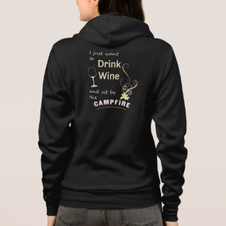 T-shirt Beba Vinho Camping Hoodie Sente-se junto à Fogueir