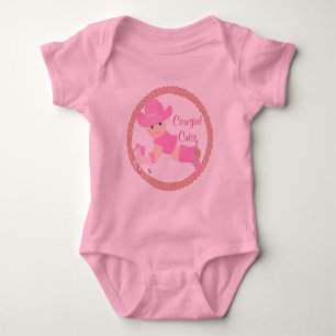 T-shirt Bebê Cowgirl Pink Hat Boots and Horse