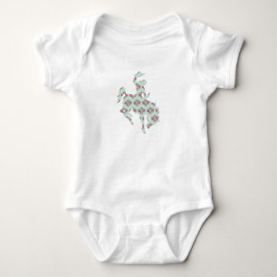 T-shirt Bebê Cowgirl Turquesa Rosa Bronc Rodeo Aztec Oeste