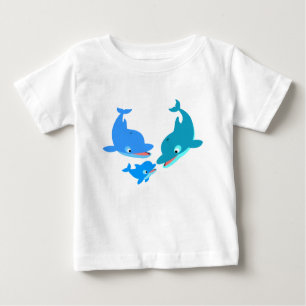 T-Shirt Bebê Da Família De Golfinhos De Cartoon Bo