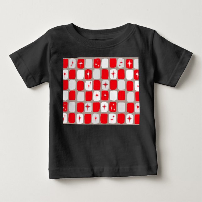 T-Shirt Bebê de Starbursts Vermelhos Retro (Frente)