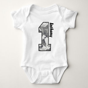 T-shirt Bebê de um ano N010 da camuflagem da neve do