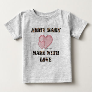 T-shirt bebê do exército 7x7 feito com amor por Dani