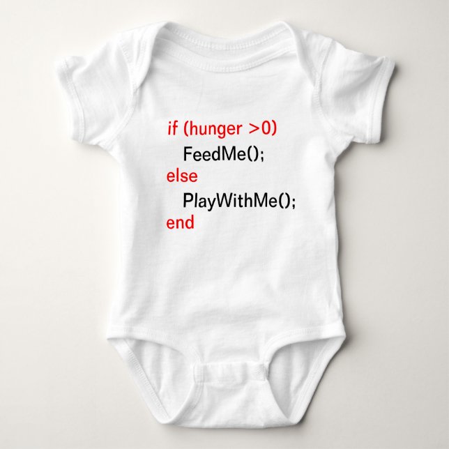 T-shirt Bebê do programador (FeedMe, PlayWithMe) (Frente)