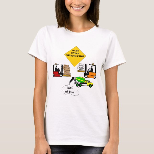 T-shirt Bebê Em Construção Cuta Esperando Mãe Tee (Frente)