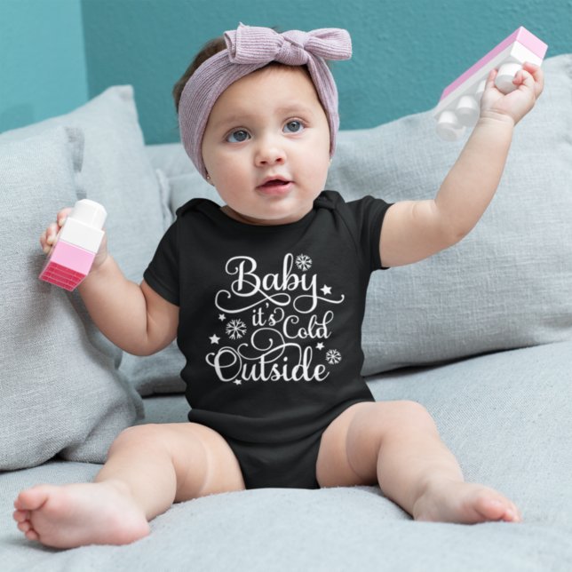 T-shirt Bebê Está Frio Lá Fora Preto e Branco (Criador carregado)