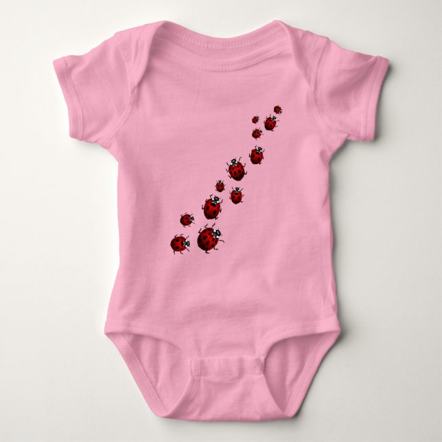 T-shirt Bebê Ladybug Bodycase Cute Ladybug Baby Um pedaço (Frente)