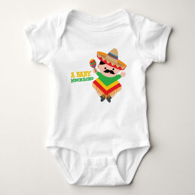 T-shirt Bebê mexicano, Fita de Chá de fraldas Fiesta (Frente)
