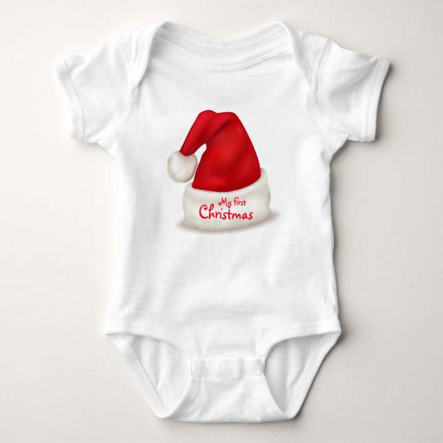 T-shirt Bebê Natal Jersey Bodyfato/Meu Primeiro Natal (Frente)