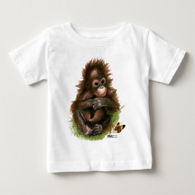 T-shirt Bebê Orangotango e Borboleta (Frente)
