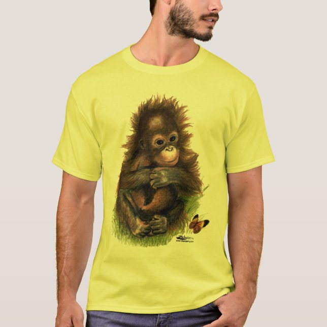 T-shirt Bebê Orangotango e Borboleta (Frente)