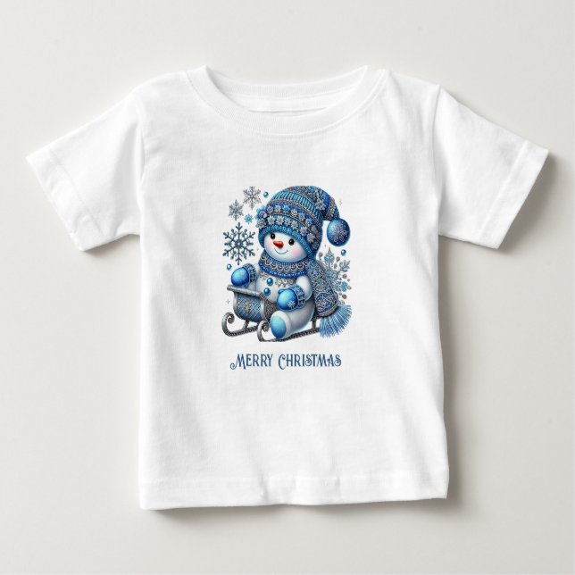 T-Shirt Bebê Snowman Deslizante (Frente)