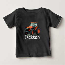 T-Shirt Bebê Trator Laranja Personalizado