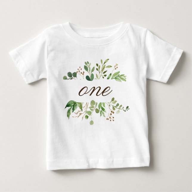 T-shirt Bebê verde de um ano (Frente)
