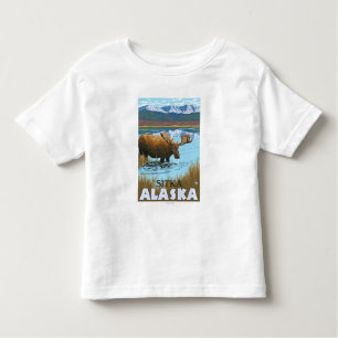 T-shirt Bebendo dos alces no lago - Sitka, Alaska