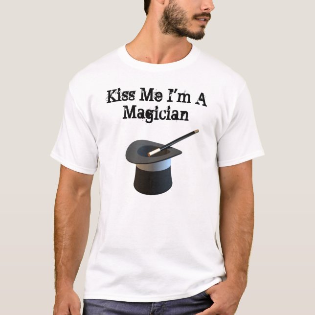 T-shirt Beije-me que eu sou um mágico (Frente)