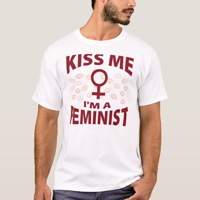 T-shirt Beije-me que eu sou uma feminista (Frente)
