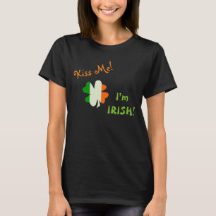 T-shirt Beije-me trevo irlandês da bandeira