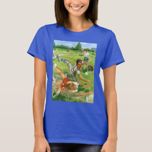 T-shirt Beisebol Esportivo Vintage, Times de Crianças Joga