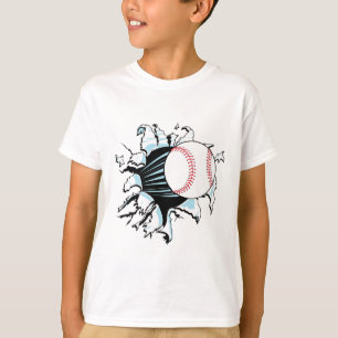 T-shirt beisebol poderoso rasgando