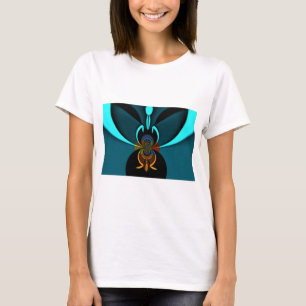 T-shirt Bela Abstrato de arte ciano