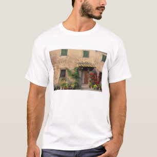 T-shirt Bela casa antiga com flores em San Gimignano