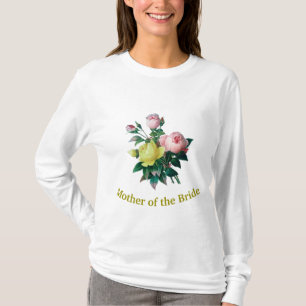 T-shirt belas flores de rosa vintage noiva mãe