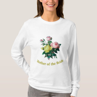 T-shirt belas flores de rosa vintage noiva mãe
