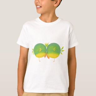 T-shirt Belas Pássaros De Amor Com Cartoons