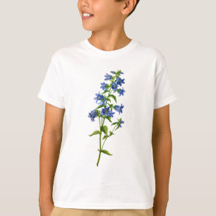 T-shirt Bellflower Provocação-Com folhas azul selecciona