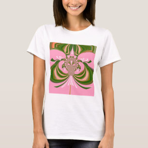 T-shirt Belo bebê rosa verde e branco Caleidoscópio