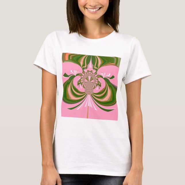 T-shirt Belo bebê rosa verde e branco Caleidoscópio (Frente)