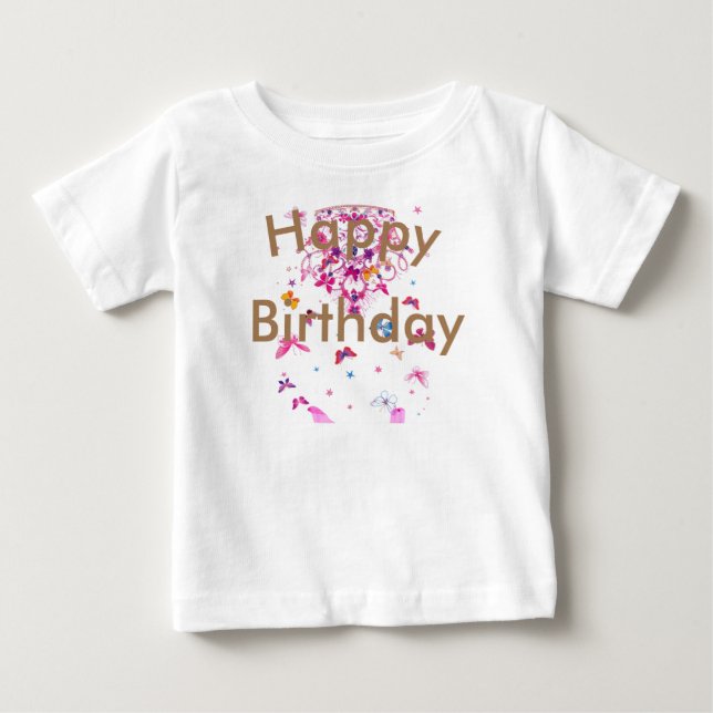 T-shirt Belo design feminino fantástico Feliz Aniversário (Frente)