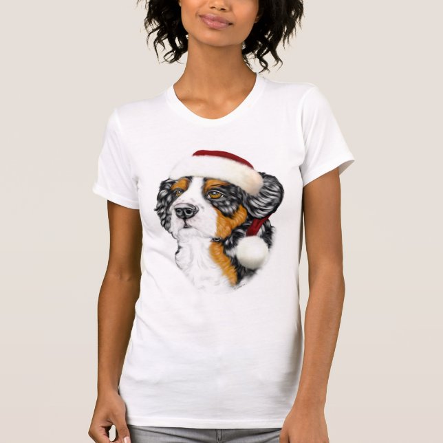 T-shirt Bernese Mountain Dog Papai noel Pup (Frente)