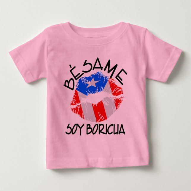 T-shirt Besame Soy Boricua me beija Eu sou porto-riquenho (Frente)