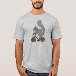 T-shirt Bicicleta da equitação do esquilo com rodas da