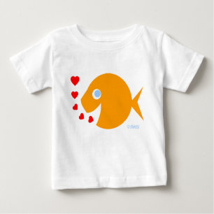 T-shirt Bicicleta de Peixe Goldfish, Olhos Azuis e Bonitos