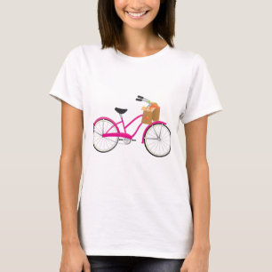 T-shirt Bicicleta do rosa quente com laranjas