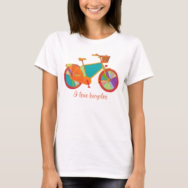 T-shirt bicicleta retrô a cores (Frente)