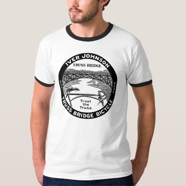 T-shirt Bicicleta retro da ponte de fardo de Iver Johnson (Frente)